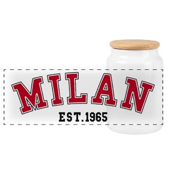 Milan_Est_1965 - Panoramic Cookie Jar with Wooden Lid - white - Front