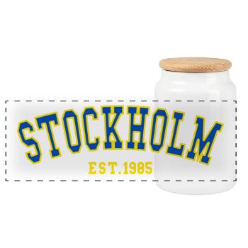 Stockholm Est.1985 - Panorama Keksdose mit Holzdeckel - Weiß - Vorne