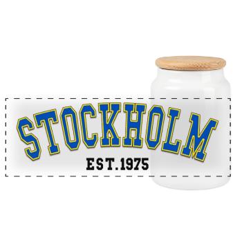 Stockholm Est.1975 - Panorama Keksdose mit Holzdeckel - Weiß - Vorne