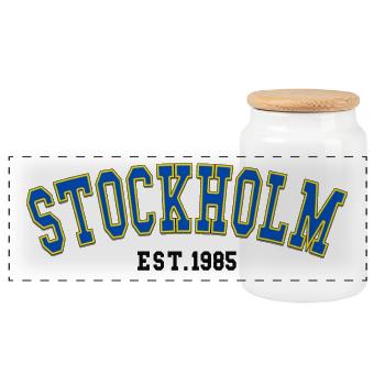 Stockholm Est.1985 - Boîte à biscuits avec couvercle en bois - blanc - Devant