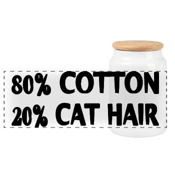 Cat 20% Cat Hair Funny Sayings - Panoramic Cookie Jar with Wooden Lid - white - Front