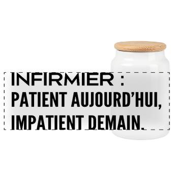 Infirmier : patient aujourd’hui, impatient demain - Boîte à biscuits avec couvercle en bois - blanc - Devant