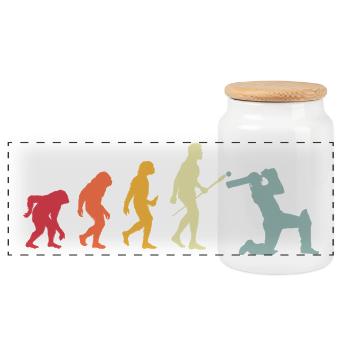 Funny Cricketer Cricket Sports Sayings - Panoramic Cookie Jar with Wooden Lid - white - Front