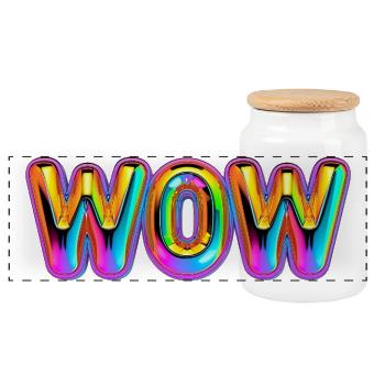 3D WOW Balloon Rainbow Shirt - Panoramic Cookie Jar with Wooden Lid - white - Front