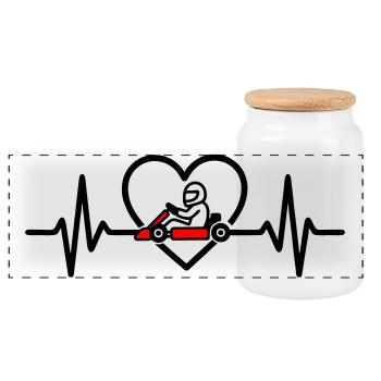 Herz Kart – Passion Racing - Panoramic Cookie Jar with Wooden Lid - white - Front