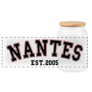 Nantes Fondée en 2005 - Boîte à biscuits avec couvercle en bois - blanc - Devant