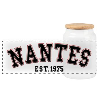Nantes Fondée en 1975 - Boîte à biscuits avec couvercle en bois - blanc - Devant