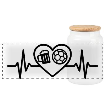 Bière de handball Heart - Boîte à biscuits avec couvercle en bois - blanc - Devant