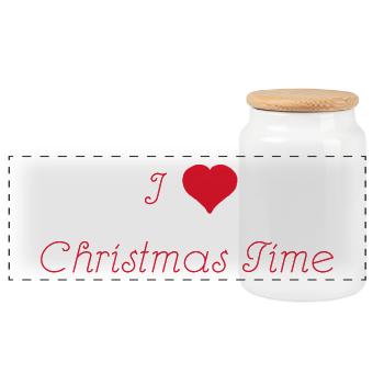 amour de Noël - Boîte à biscuits avec couvercle en bois - blanc - Devant