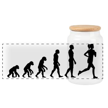 JOGGING RACE WOMAN, POWER RUN! MARATHON GIRL POWER - Panoramic Cookie Jar with Wooden Lid - white - Front