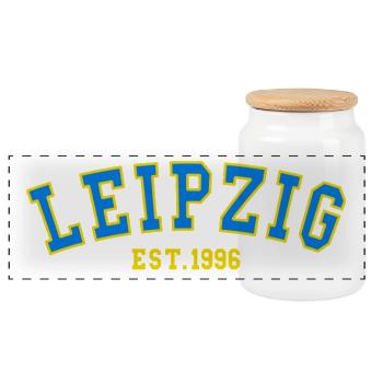 Leipzig Fondée en 1996 - Boîte à biscuits avec couvercle en bois - blanc - Devant