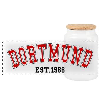 Dortmund Est. 1966 - Panoramic Cookie Jar with Wooden Lid - white - Front