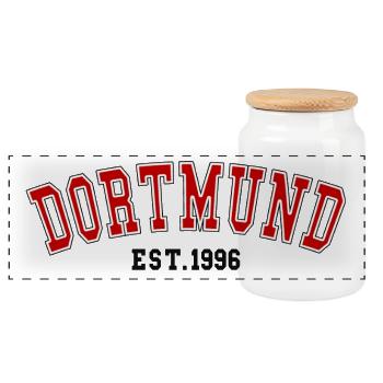 Dortmund Est. 1996 - Panoramic Cookie Jar with Wooden Lid - white - Front