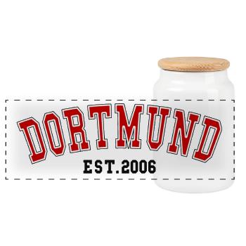 Dortmund Est. 2006 - Panoramic Cookie Jar with Wooden Lid - white - Front