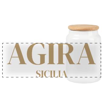 Agira Sicilia Emblem - Panoramic Cookie Jar with Wooden Lid - white - Front