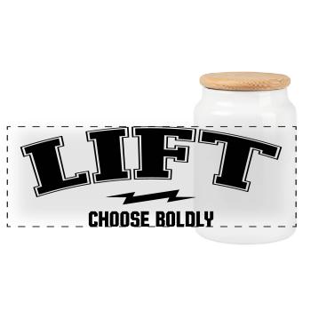 Varsity Arch - Lift Dept - Panoramic Cookie Jar with Wooden Lid - white - Front