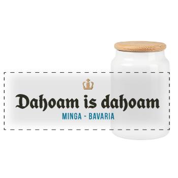 Dahoam is dahoam - Panorama Keksdose mit Holzdeckel - Weiß - Vorne
