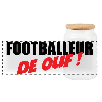 Footballeur de Ouf : Affichez Votre Talent Brut - Boîte à biscuits avec couvercle en bois - blanc - Devant