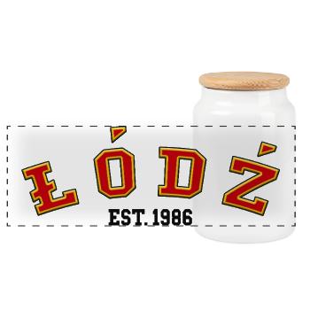Łódź Fondée en 1986 - Boîte à biscuits avec couvercle en bois - blanc - Devant