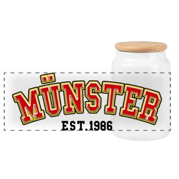 Münster Est. 1986 - Panoramic Cookie Jar with Wooden Lid - white - Front