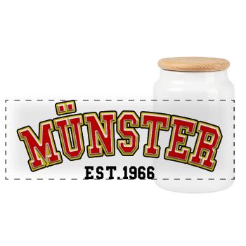 Münster Est. 1966 - Panoramic Cookie Jar with Wooden Lid - white - Front
