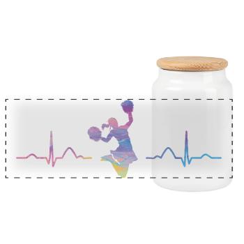 Cheerleader Cheer Mom Cheerleading - Panoramic Cookie Jar with Wooden Lid - white - Front