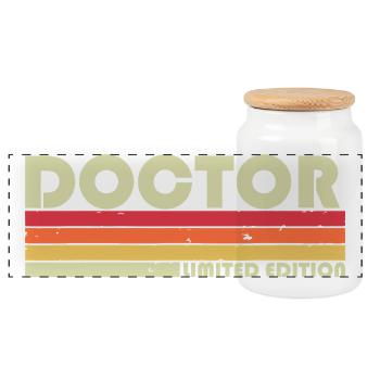 Docteur Rayures Pastel - Boîte à biscuits avec couvercle en bois - blanc - Devant