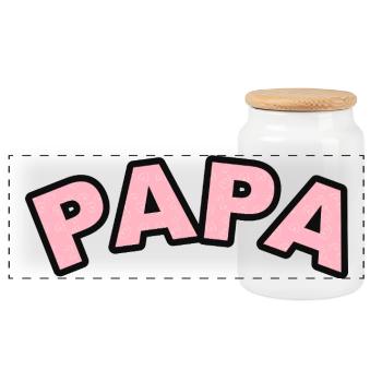 Papa Herzchen Print - Panorama Keksdose mit Holzdeckel - Weiß - Vorne