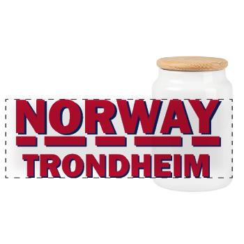 Norway Trondheim Bold City Typography - Panoramic Cookie Jar with Wooden Lid - white - Front