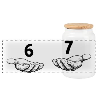 Mème des Six Sept Mains - 6 7 - Dessin des mains - Boîte à biscuits avec couvercle en bois - blanc - Devant