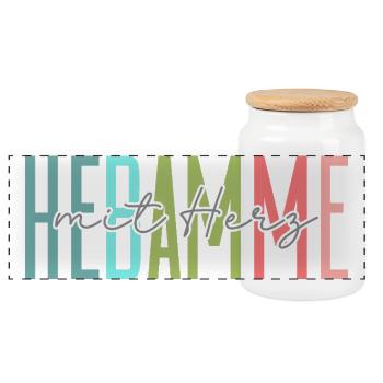 Hebamme mit Herz Design - Panorama Keksdose mit Holzdeckel - Weiß - Vorne