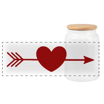 rotes Herz rot Geschenk Valentinstag - Panorama Keksdose mit Holzdeckel - Weiß - Vorne