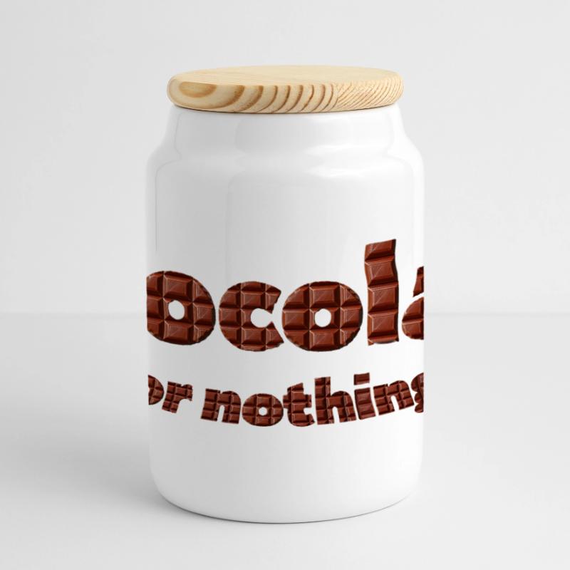 Chocolate pattern with 3D effect Panoramic Cookie Jar with Wooden Lid