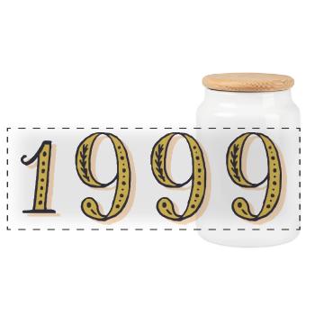 1999 Vintage 1999 Geburtstagsgeschenk - Panorama Keksdose mit Holzdeckel - Weiß - Vorne