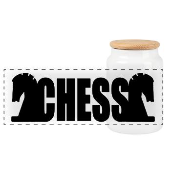 Échecs - Boîte à biscuits avec couvercle en bois - blanc - Devant