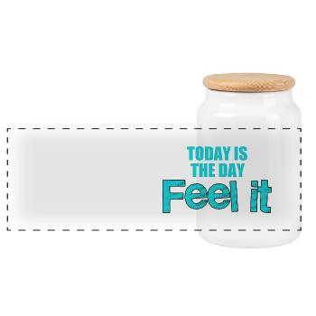 Today is the day feel it, vivez le moment présent - Boîte à biscuits avec couvercle en bois - blanc - Devant