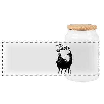 lama - Panoramic Cookie Jar with Wooden Lid - white - Front