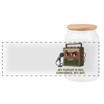 90% self-confidence, 10% tonality - Panoramic Cookie Jar with Wooden Lid - white - Front