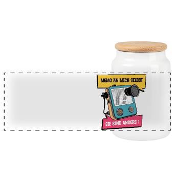 They are different ! - Panoramic Cookie Jar with Wooden Lid - white - Front