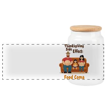 Coma alimentaire de Thanksgiving - Boîte à biscuits avec couvercle en bois - blanc - Devant