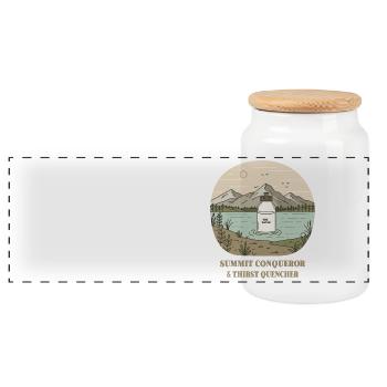 Summit hikers & thirst quenchers - Panoramic Cookie Jar with Wooden Lid - white - Front