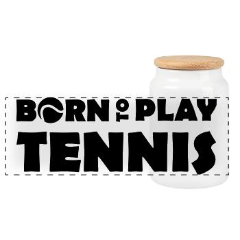 Born to play Tennis - Panoramic Cookie Jar with Wooden Lid - white - Front