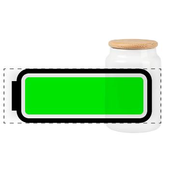 Battery full - Panoramic Cookie Jar with Wooden Lid - white - Front