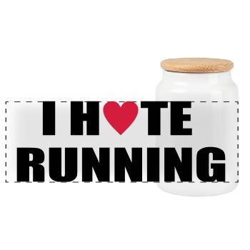 run - Panoramic Cookie Jar with Wooden Lid - white - Front