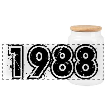 Jahrgang 1988 - Panorama Keksdose mit Holzdeckel - Weiß - Vorne