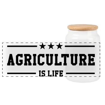 Agriculture is life - Panoramic Cookie Jar with Wooden Lid - white - Front