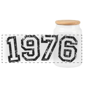 Né en 1976 Anniversaire Année - Boîte à biscuits avec couvercle en bois - blanc - Devant