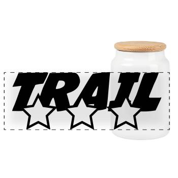 Running / Jogging / Run / Trail / Sport - Panoramic Cookie Jar with Wooden Lid - white - Front