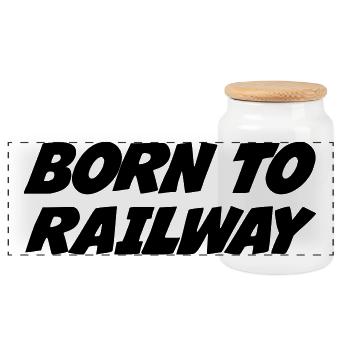 Railway Railwayman Cheminot Train Eisenbahn - Panoramic Cookie Jar with Wooden Lid - white - Front