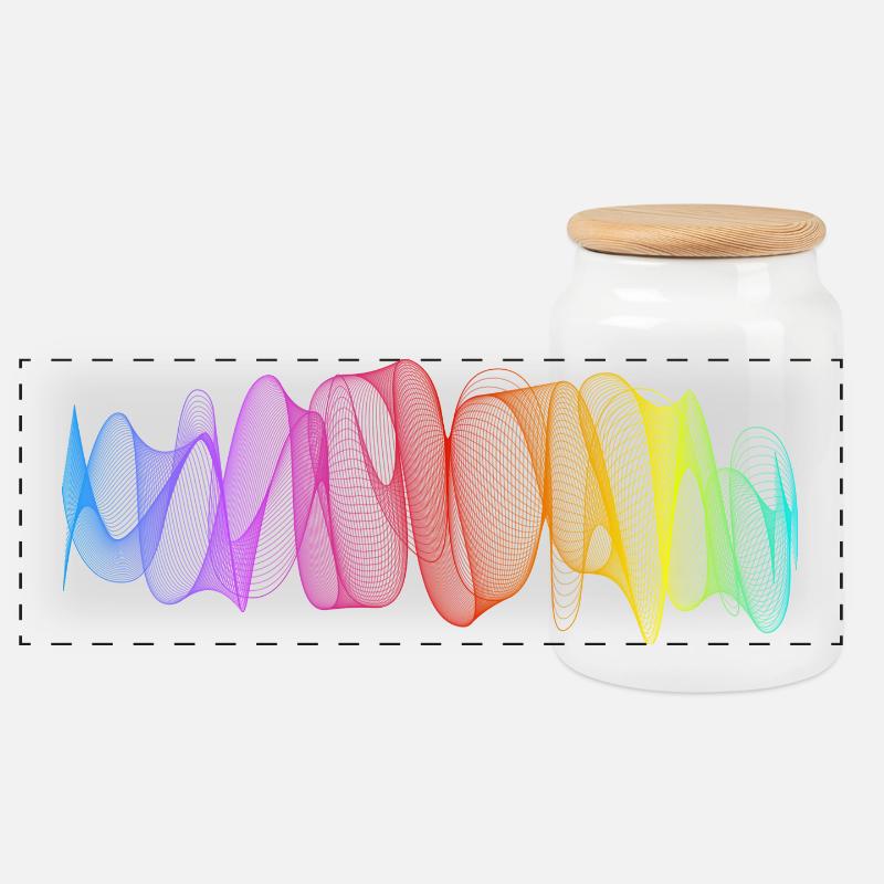 Abstrakte Linien Design 12 - Panorama Keksdose mit Holzdeckel - Weiß
